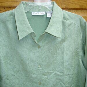 Womens Chadwicks Shirt Jacket Button Front Green Size 16